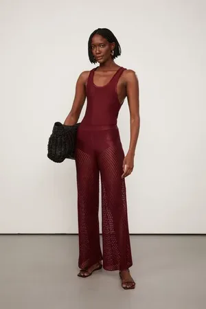 Animale Calça De Tricot Vazado Marrom Marrom Bordo