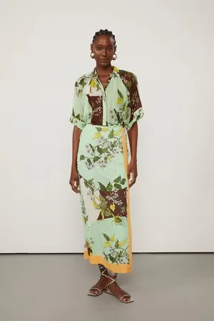 Animale Saia De Georgette Pesado Midi Pareô Estampada Est Floral Garden Rum e Vivo m
