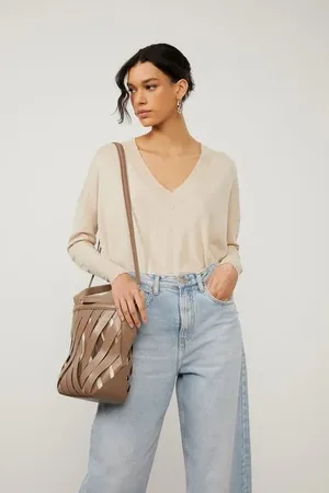 Animale Bolsa De Couro Grand Tresset Cinza Gama