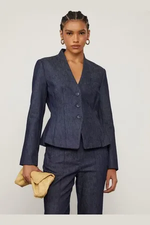 Animale Blazer Acinturado Em Jeans Jeans