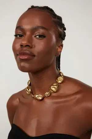Animale Choker De Pedras Orgânicas Amassadas Ouro