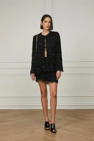 Animale Casaqueto Franjas De Paetê Preto Preto