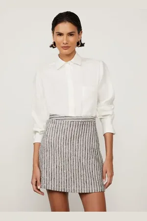 Animale Mini Saia De Jacquard Listrado Preto Branco