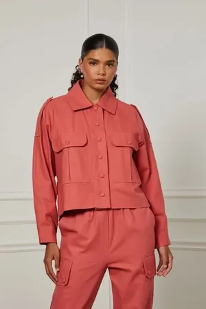 Animale Jaqueta De Algodão Com Detalhe De Martingale Vermelho Mineral