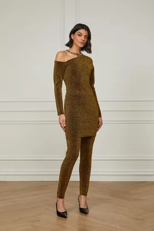 Animale Legging De Tricot Basic Com Lurex Dourado Dourado