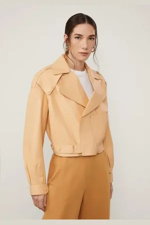 Animale Jaqueta De Couro Box Minimal Laranja Papaya