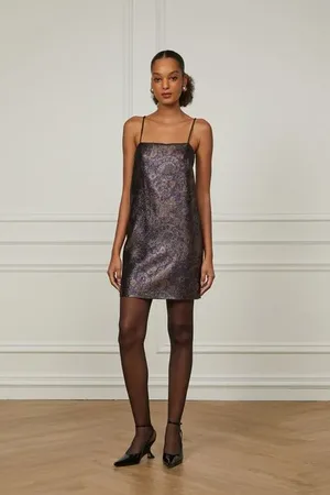 Animale Vestido De Jacquard Curto De Alças Preto