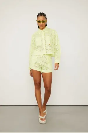 Animale Shorts Cintura Alta Laise Neon Verde Chá