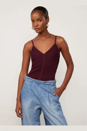 Animale Blusa De Tricot Canelado De Alça Marrom Bordo