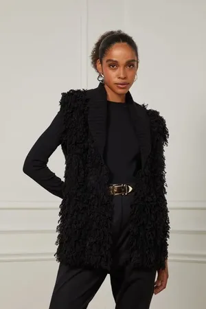 Animale Colete De Tricot Com Gola Canelada e Detalhe Plush Preto Preto