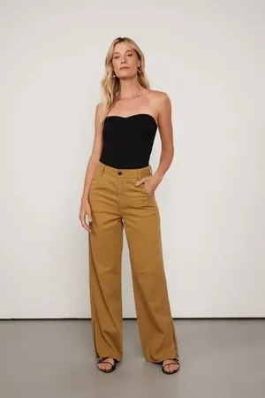Animale Calça De Sarja Verde Com Fenda Barra Verde Musgo