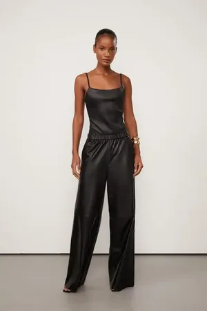 Animale Calça De Couro Pantalona Cos Elástico Preto