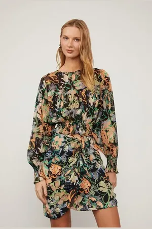 Animale Saia De Georgette Pesado Mini Transpasse Babados Estampada Est Floral Pastel Preto e Leve