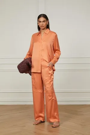 Animale Calça De Seda Cargo Rose Cós Largo Rose Bronze