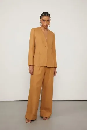 Animale Blazer Alongado Marrom Nozes Sem Lapela Marrom Nozes