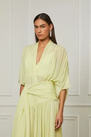 Animale Body De Georgette Com Decote Profundo e Top Amarelo Polen