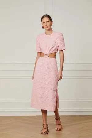 Animale Vestido Midi Laise Triangle Rosa Claro Rosa Clarinho