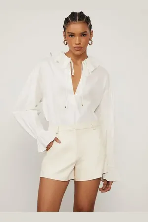 Animale Blusa Manga Longa Com Babado No Decote Off