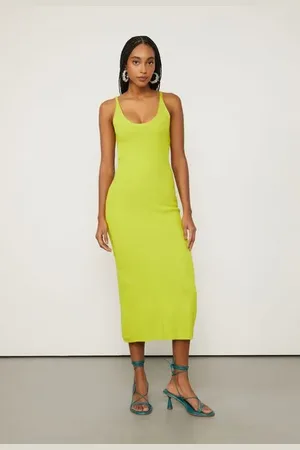 Animale Vestido De Tricot Midi Com Amarração Amarelo Brosse