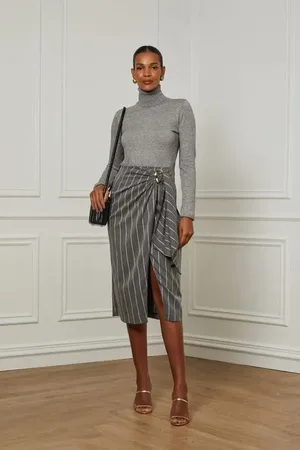 Animale Saia Midi Envelope Com Passante Lateral Cinza
