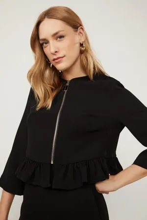 Animale Casaqueto Curto Preto Com Zíper Frente Preto