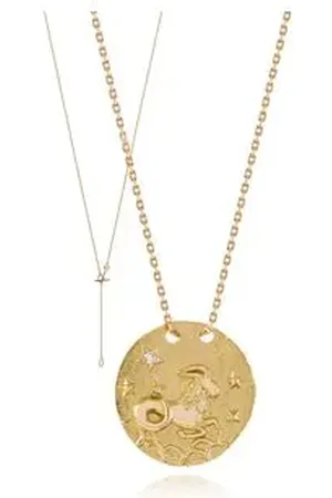 Animale Colar Zodiaco Capricornio Amarelo Com Diamante Chocolate