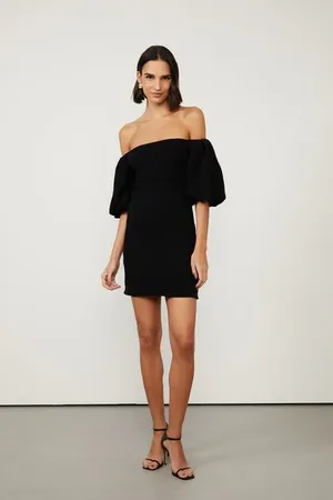 Animale Vestido De Malha Crepe Manga Bombom Preto Preto