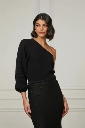 Animale Blusa De Tricot Com Decote Assimétrico Preto