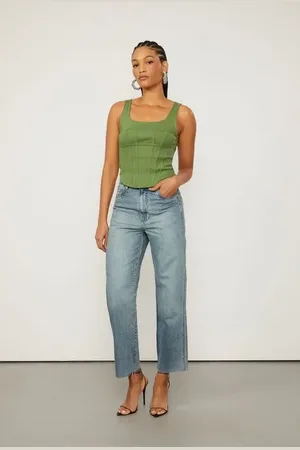 Animale Regata De Malha Recortes Corset Verde Kale