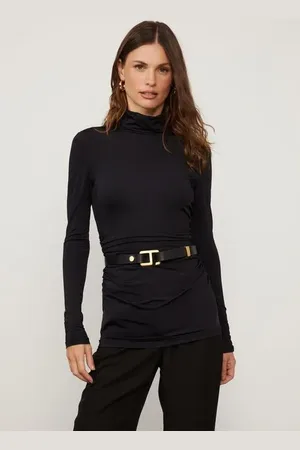 Animale Blusa Manga Longa Drapeada Preta Preto