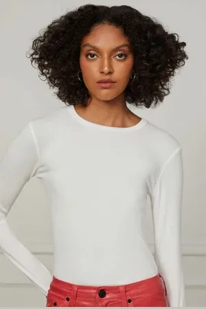 Animale Blusa De Malha Básica Manga Longa Com Dedinho Branco