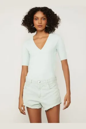 Animale Blusa De Tricot Decote v Azul Mar