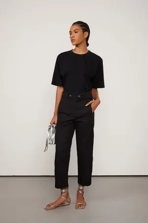 Animale Calça Reta Piquet De Algodão Preta Preto