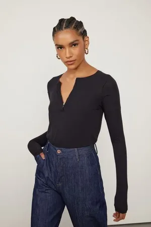 Animale Blusa De Malha Com Decote v e Manga Longa Raglan Preto