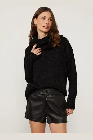 Animale Casaco De Tricot Com Gola Plus e Detalhe Paetê Preto Preto
