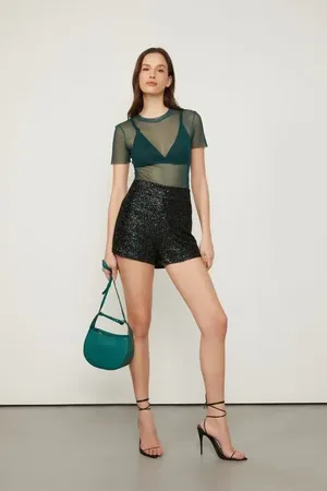 Animale Shorts De Paetê Alfaiataria Verde Encanto