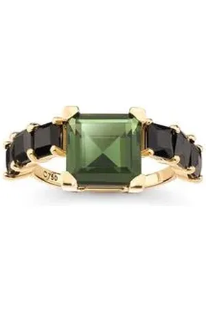 Animale Anel Geometric Line Oa C Turmalina VerdeQtzo Negro