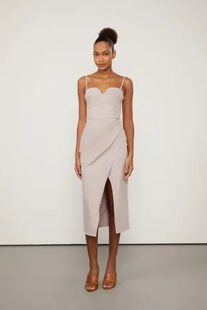 Animale Vestido Midi Com Detalhe No Busto Bege g Bege