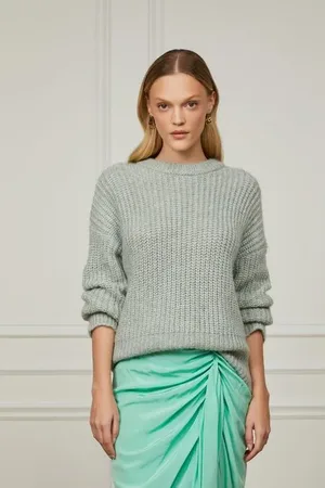 Animale Casaco Oversized De Tricot Com Gola Redonda Basic Verde Verde Pear