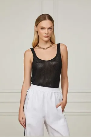Animale Regata De Tricot Com Decote u e Ponto Desagulhado Slim Preto