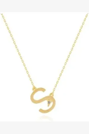 Animale Colar Lettera s Ouro Amarelo Com Diamante Ttlb