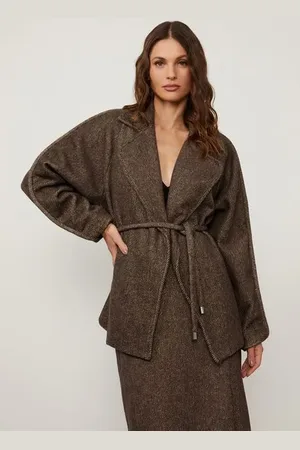 Animale Casaco De Lã Oversized Com Cinto Marrom