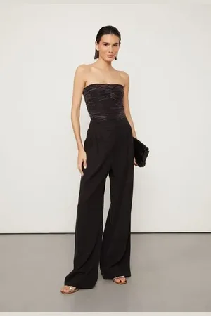 Animale Calça Pantalona Detalhe Pregas Preta Preto