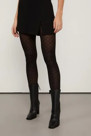 Animale Meia Calça Geométrica Preta Preto