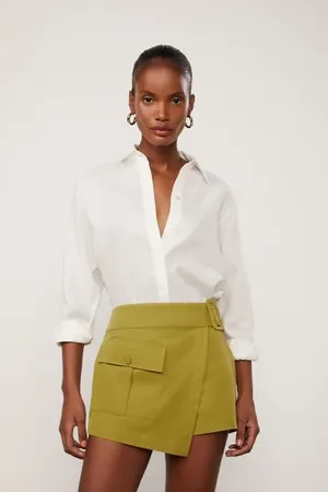 Animale Short Saia Envelope Com Bolso Frente Verde Musgo