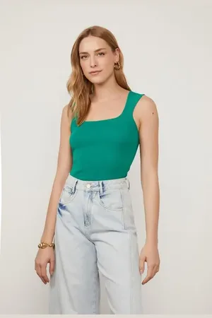 Animale Regata De Tricot Verde Com Decote Quadrado Verde Natureza