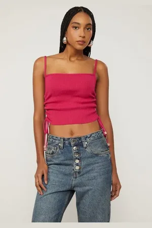 Animale Blusa De Tricot Com Franzidos Laterais Rosa Magenta