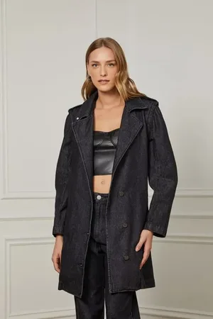 Animale Trench Coat De Jeans Intense Jeans Escuro