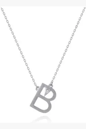 Animale Colar Lettera b Ouro Branco Com Diamante Ttlb