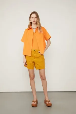 Animale Bermuda Sarja Trapézio Com Stoned Amarelo Brosse